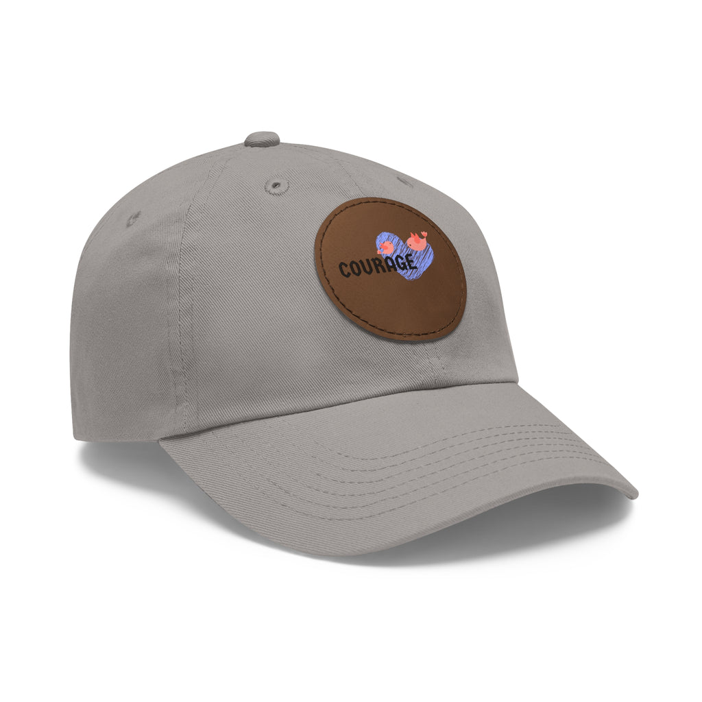 Courage Leather Patch Dad Hat — Inspirational Embroidered Whale Design