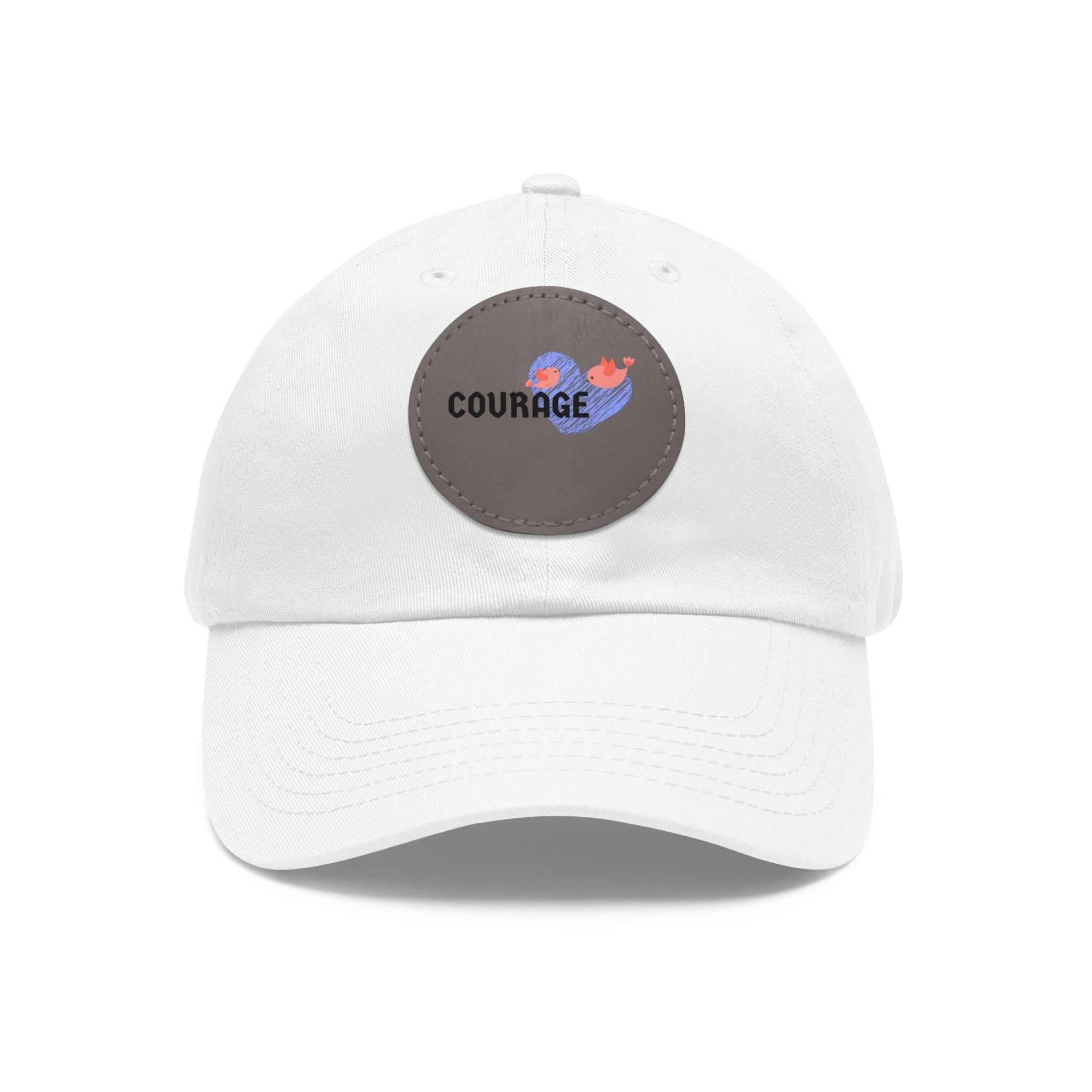 Courage Leather Patch Dad Hat — Inspirational Embroidered Whale Design