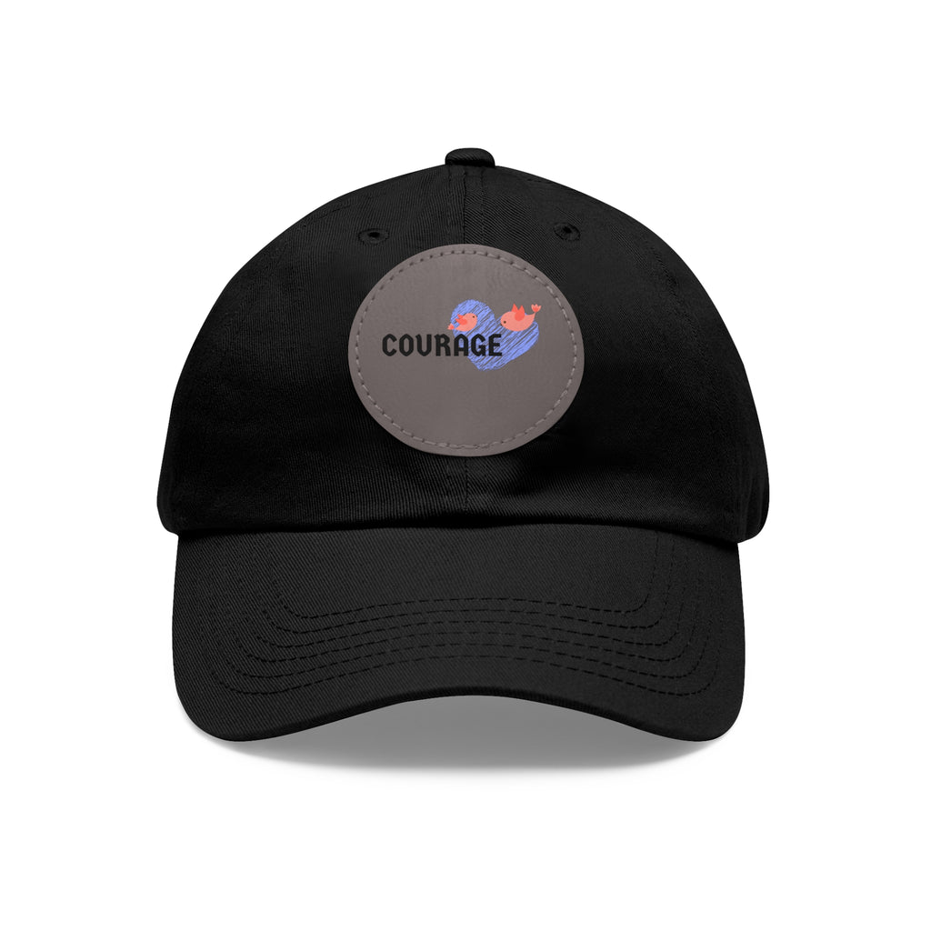 Courage Leather Patch Dad Hat — Inspirational Embroidered Whale Design