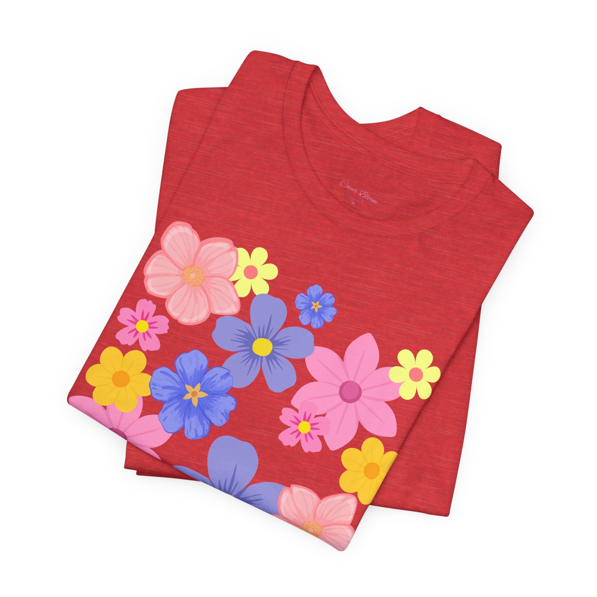 Floral Bouquet Graphic Tee — Pink & Purple Flower Pattern T-Shirt