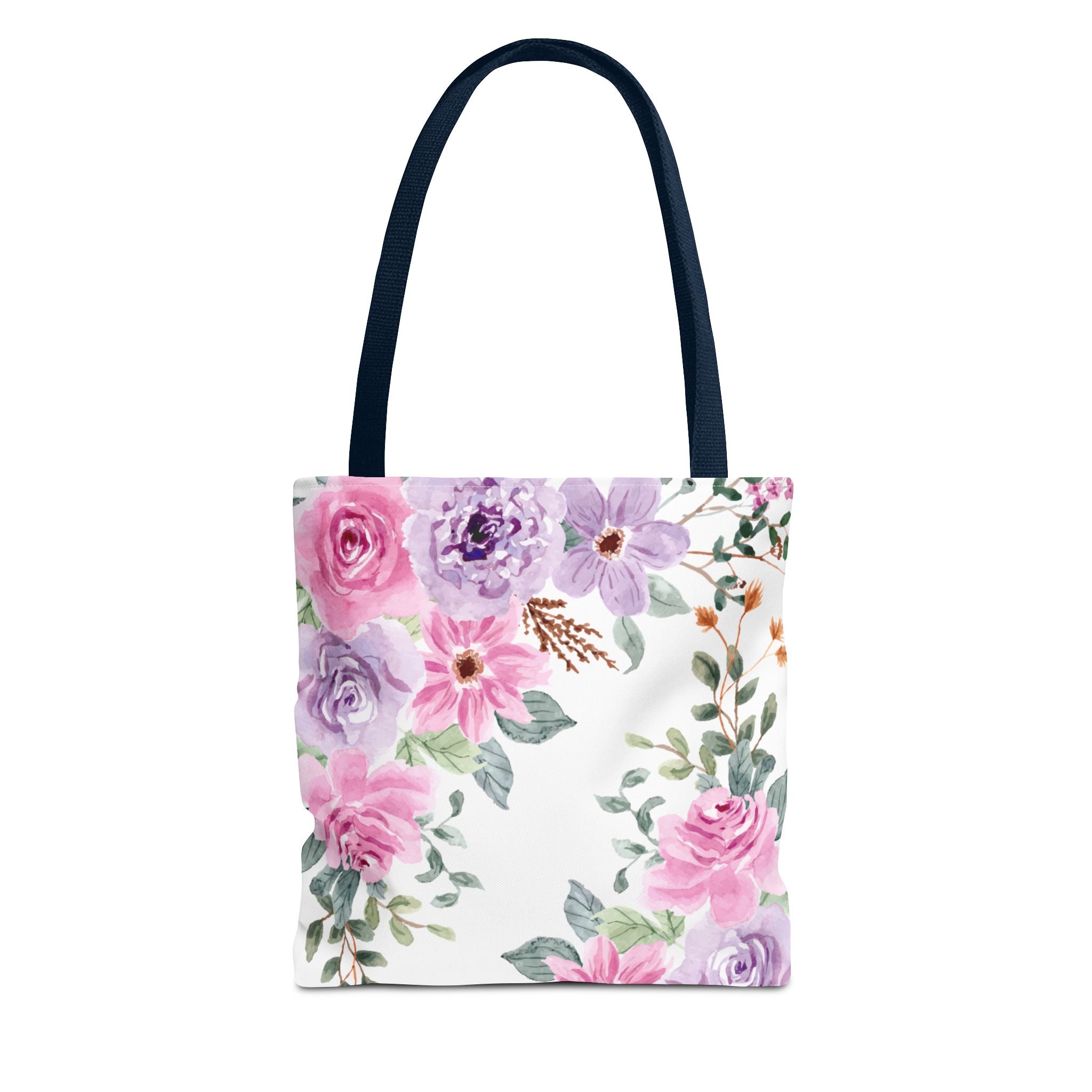 Floral Watercolor Tote Bag — Pink & Lavender Roses All-Over Print