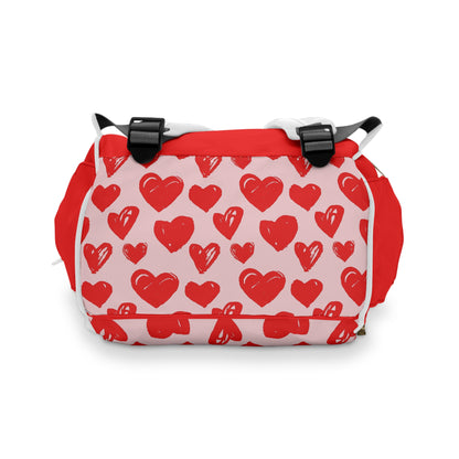 Heart Pattern Diaper Backpack – Multifunctional Baby Bag for Parents