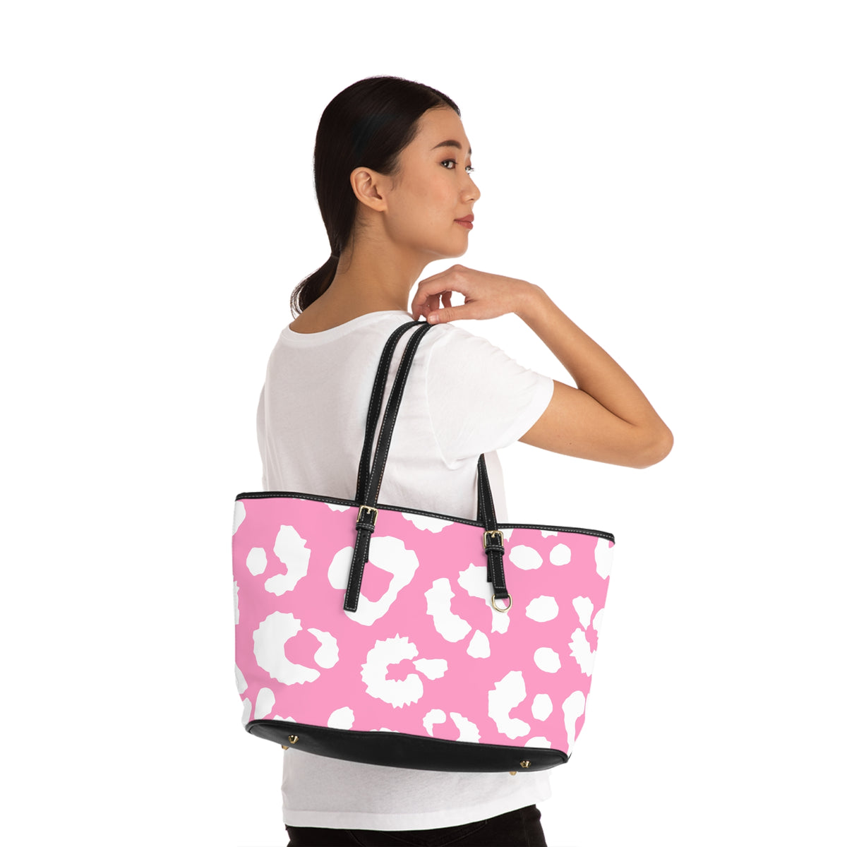Pink Leopard Print PU Shoulder Bag — Chic Animal Print Tote