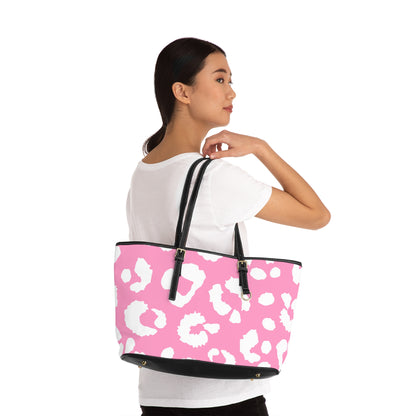Pink Leopard Print PU Shoulder Bag — Chic Animal Print Tote
