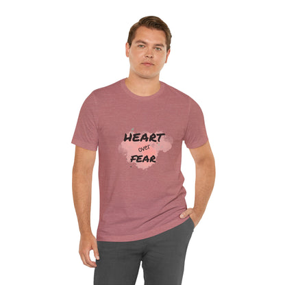 Heart Over Fear T‑Shirt — Inspirational Pink Watercolor Graphic Tee