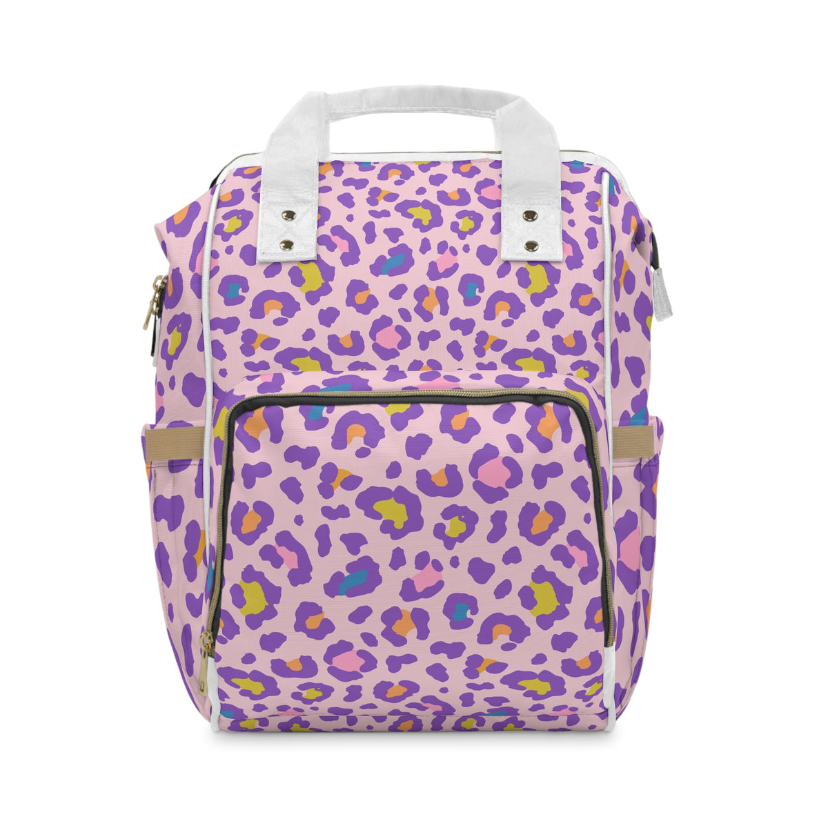 Purple Leopard Print Diaper Backpack — Multifunctional Baby Travel Bag