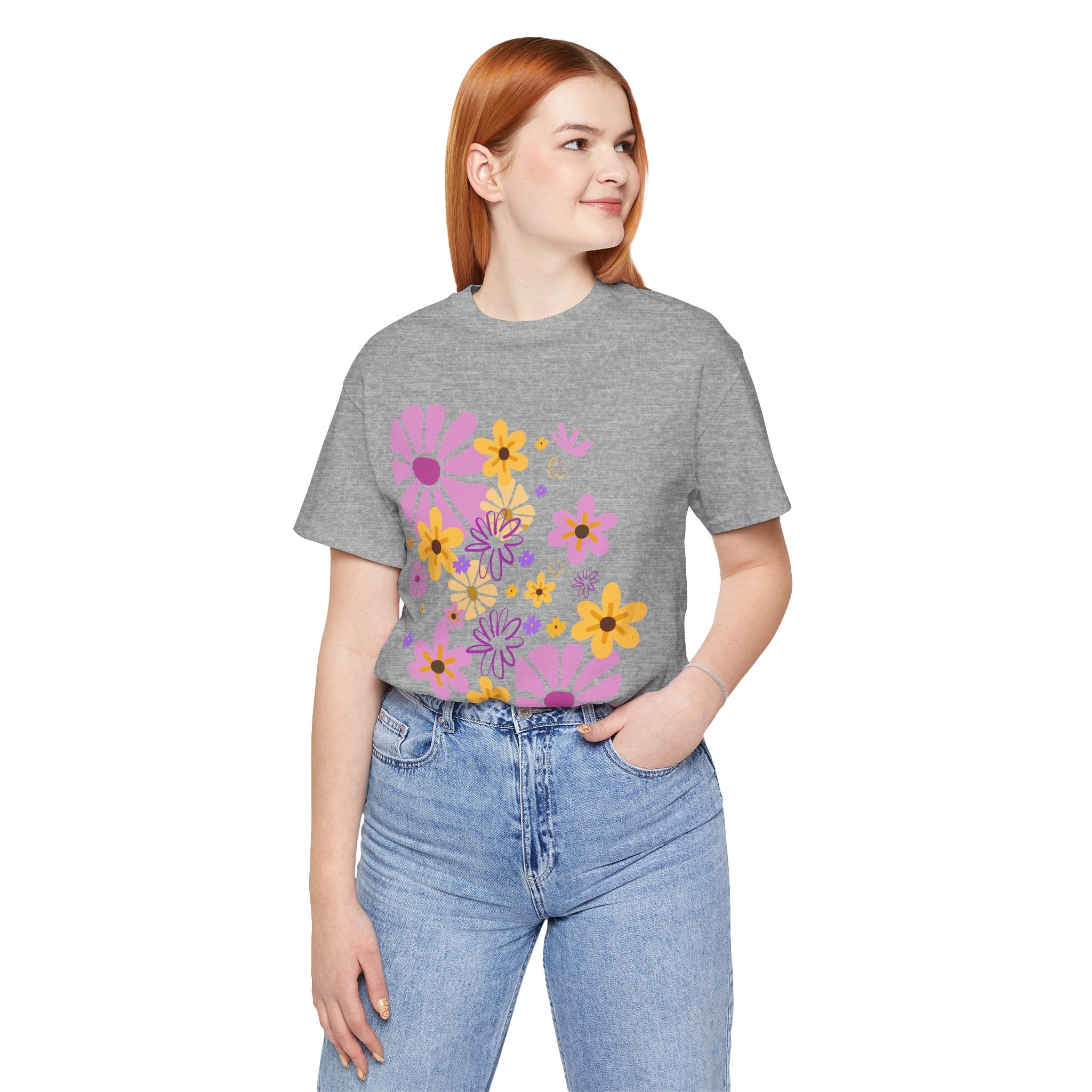 Comfortable T-shirt "Coeur Bloom" Flower Print