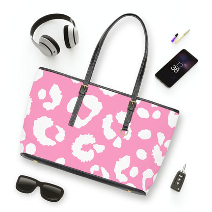 Pink Leopard Print PU Shoulder Bag — Chic Animal Print Tote