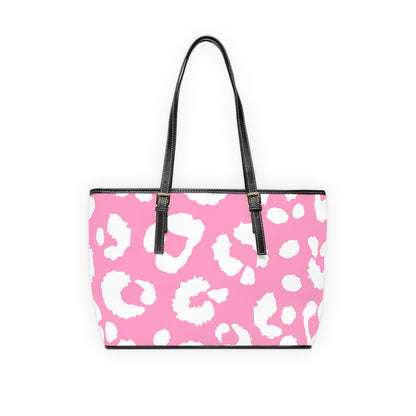 Pink Leopard Print PU Shoulder Bag — Chic Animal Print Tote
