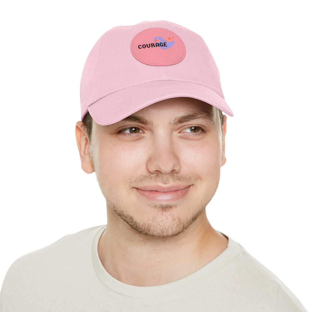 Courage Leather Patch Dad Hat — Inspirational Embroidered Whale Design