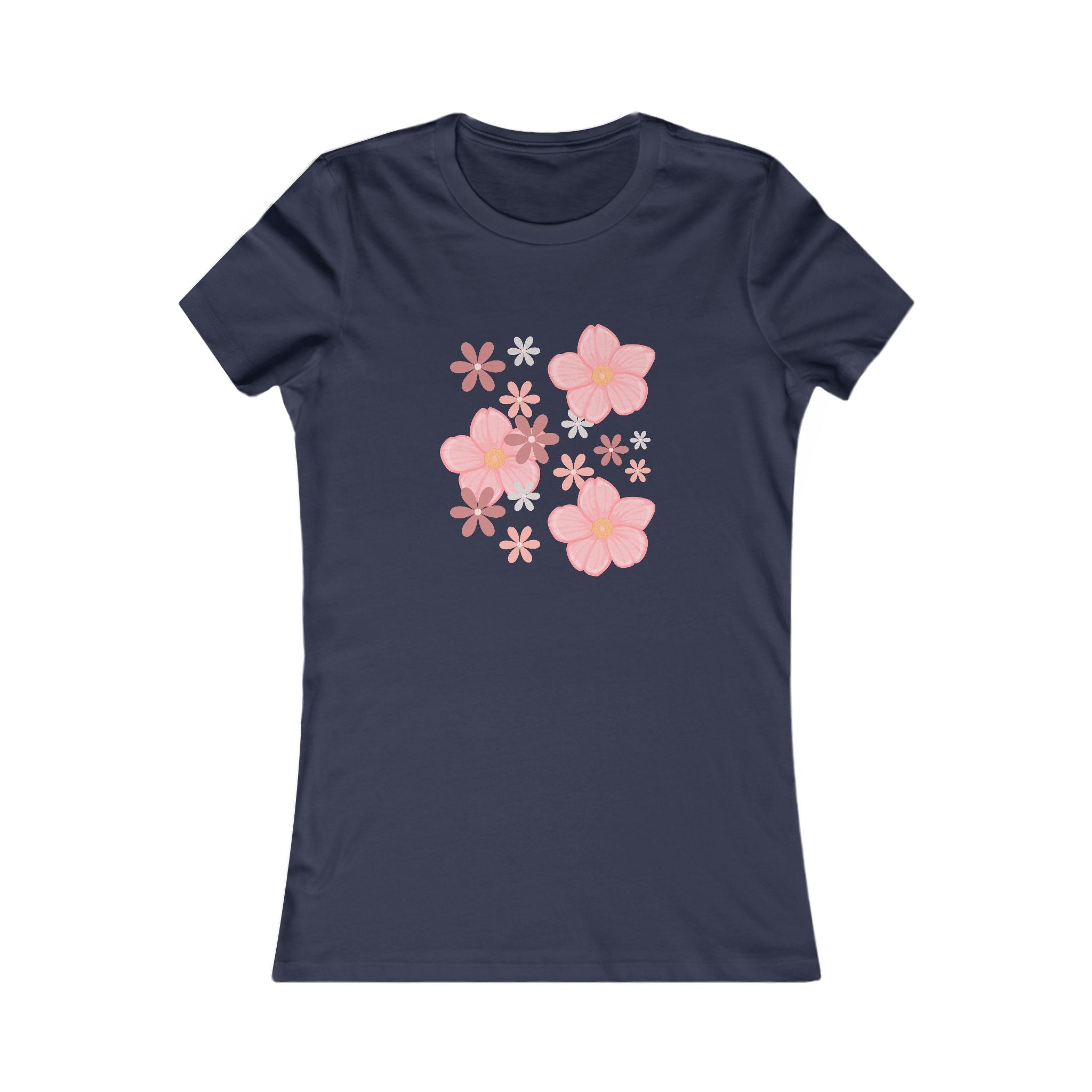 Floral Cluster Women's Tee — Pink Flower Graphic