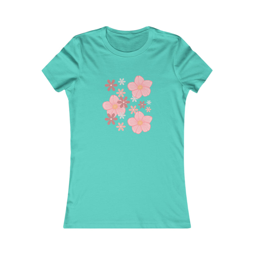 Floral Cluster Women's Tee — Pink Flower Graphic