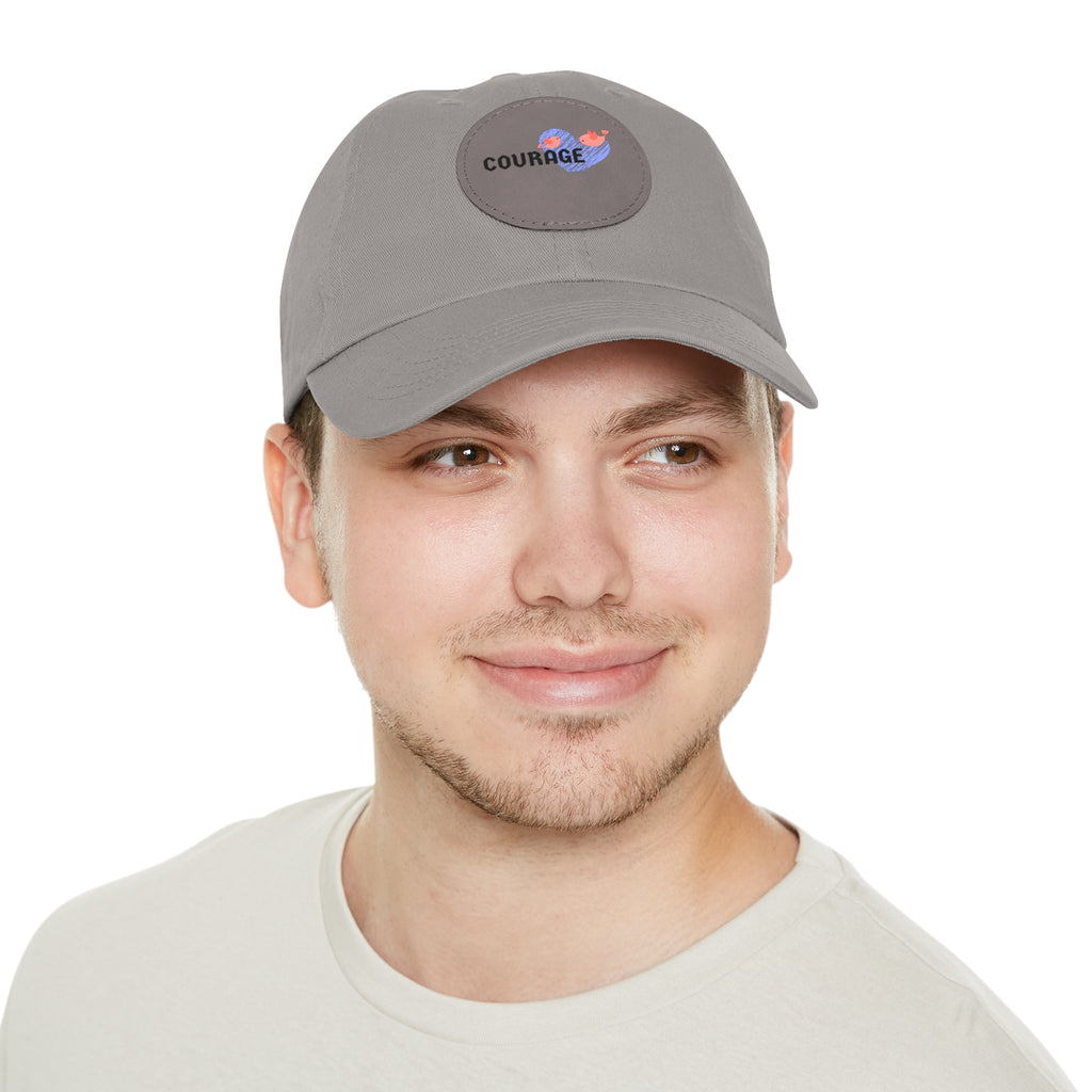 Courage Leather Patch Dad Hat — Inspirational Embroidered Whale Design