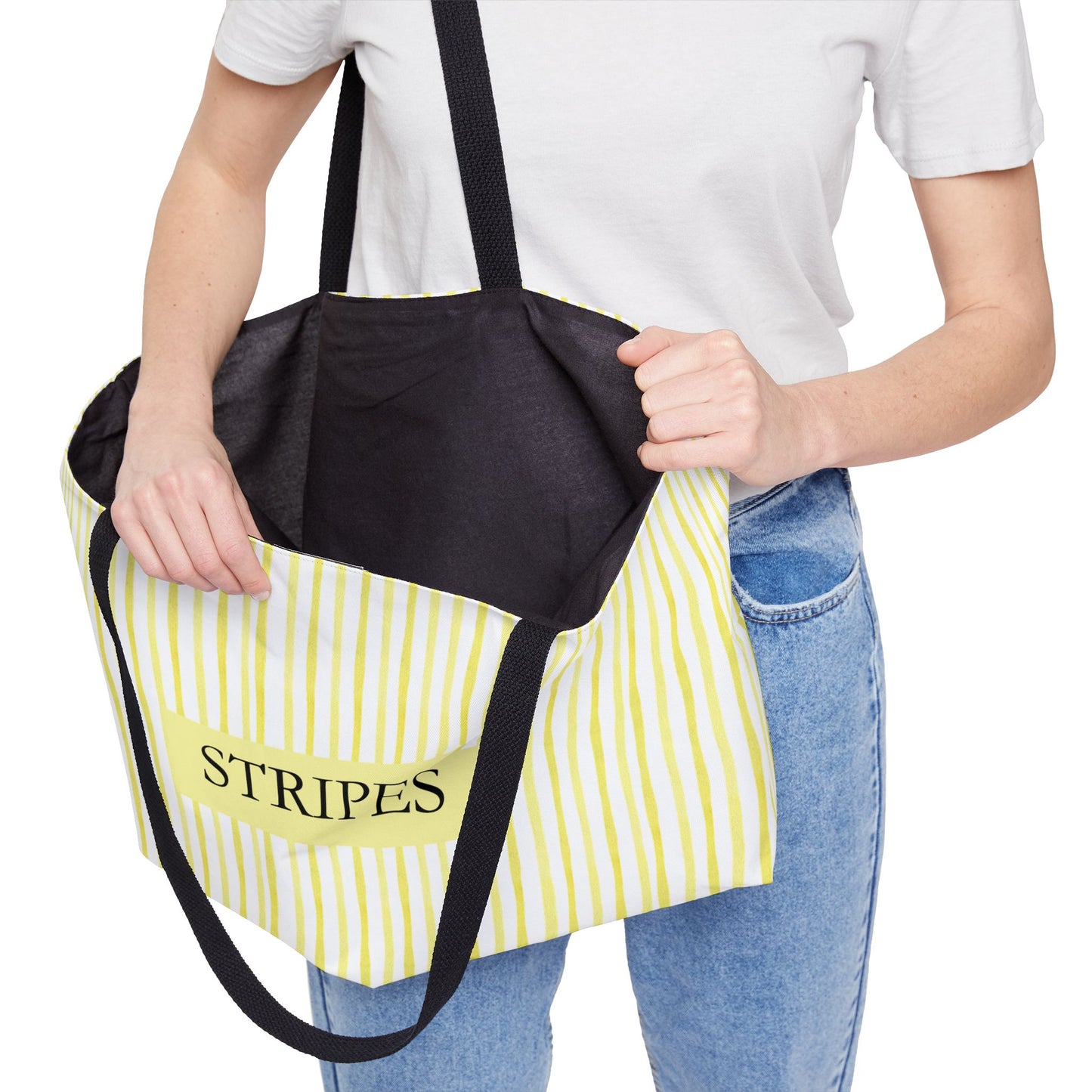 Yellow Striped Weekender Tote Bag — 'STRIPES' Beach & Travel Carryall
