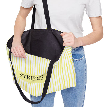 Yellow Striped Weekender Tote Bag — 'STRIPES' Beach & Travel Carryall