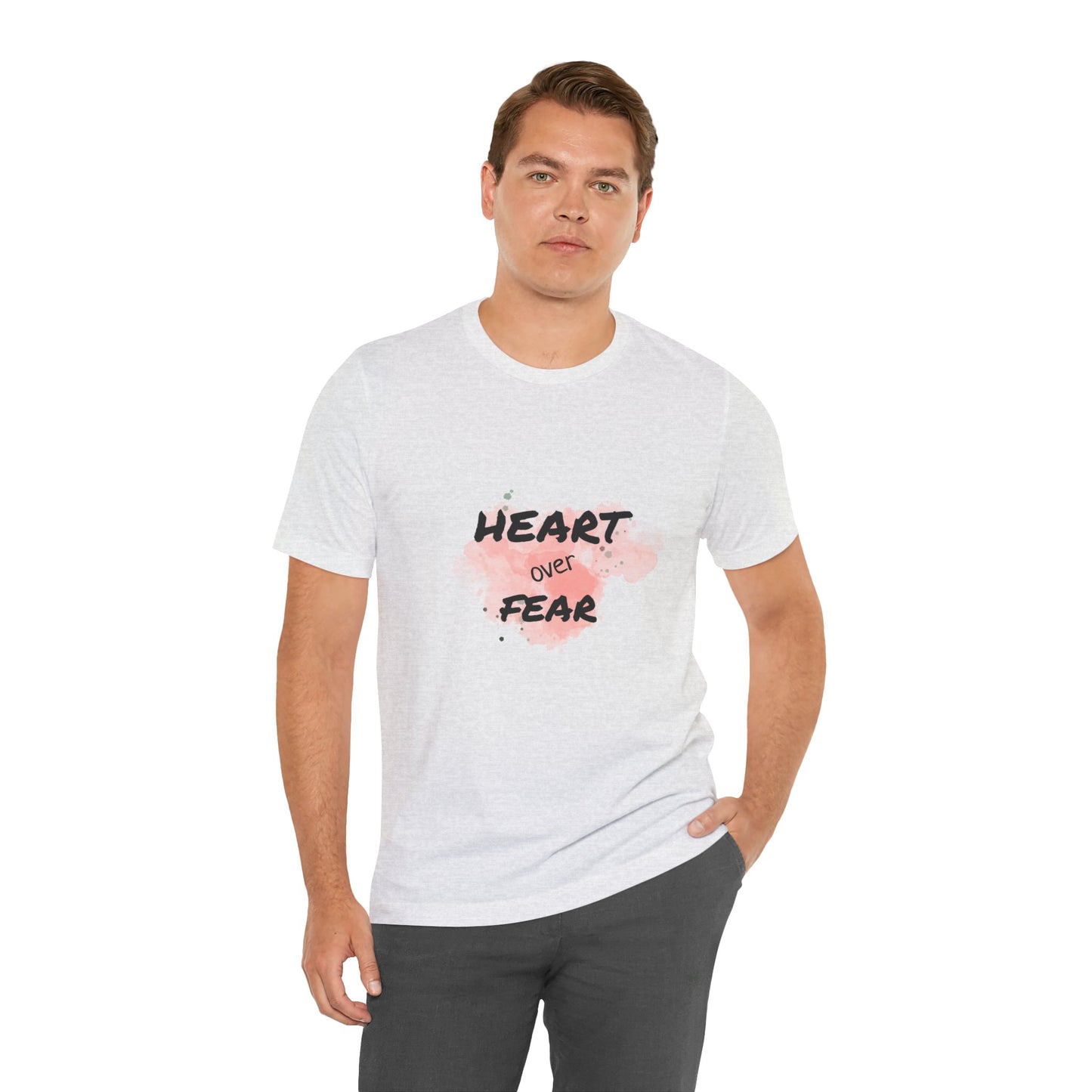 Heart Over Fear T‑Shirt — Inspirational Pink Watercolor Graphic Tee