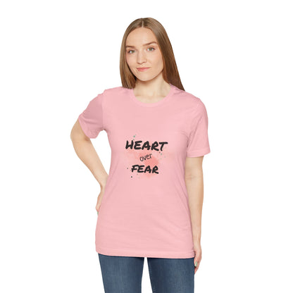 Heart Over Fear T‑Shirt — Inspirational Pink Watercolor Graphic Tee