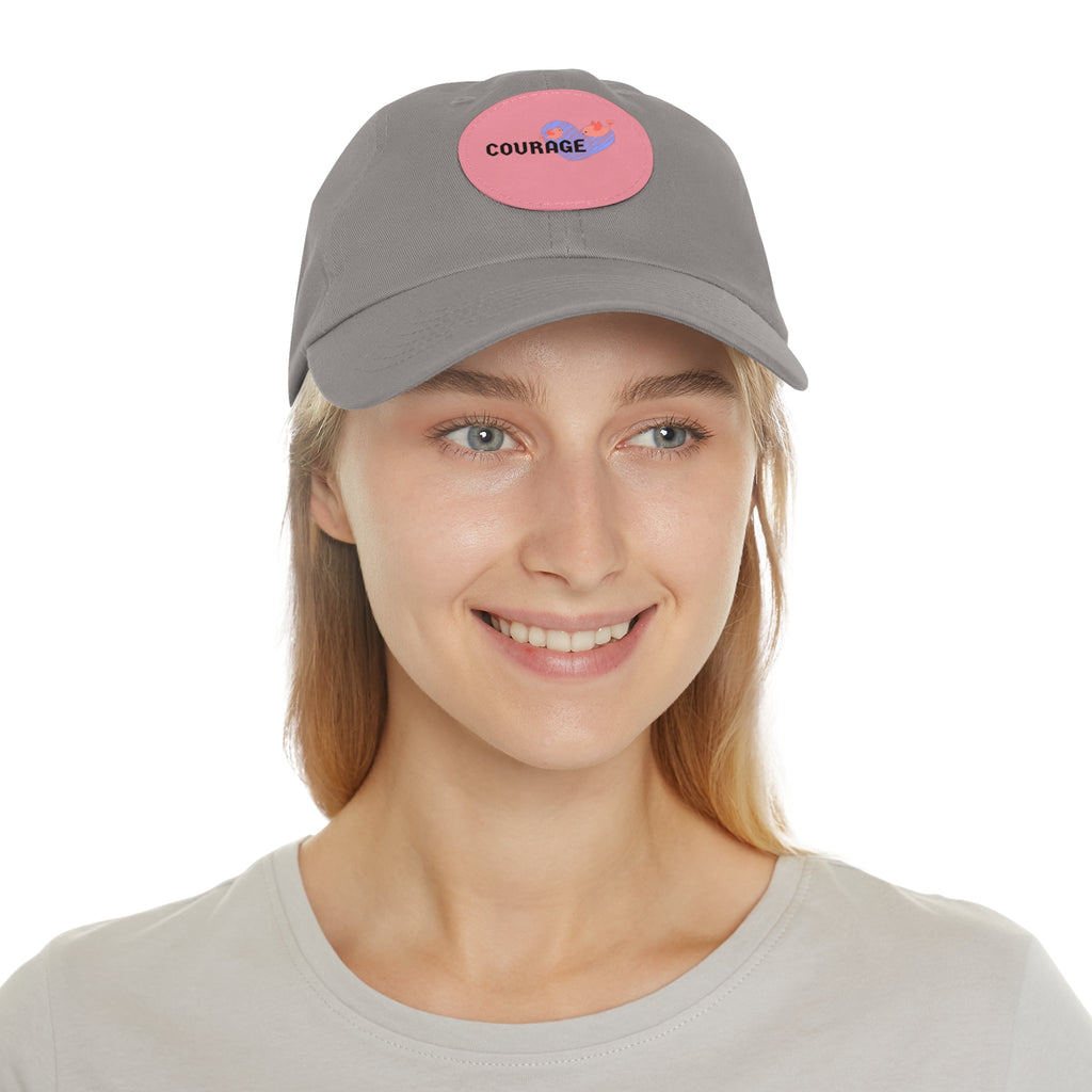 Courage Leather Patch Dad Hat — Inspirational Embroidered Whale Design