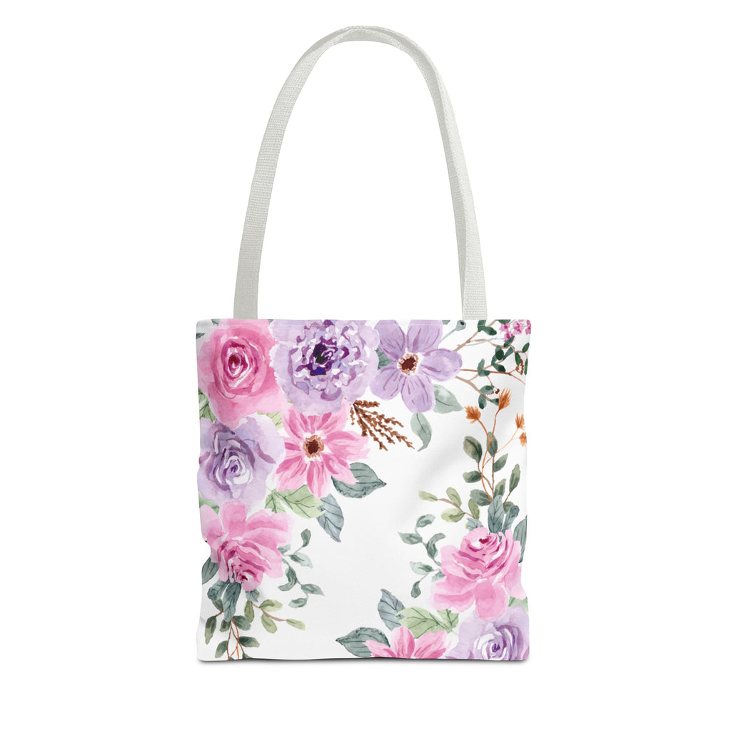 Floral Watercolor Tote Bag — Pink & Lavender Roses All-Over Print