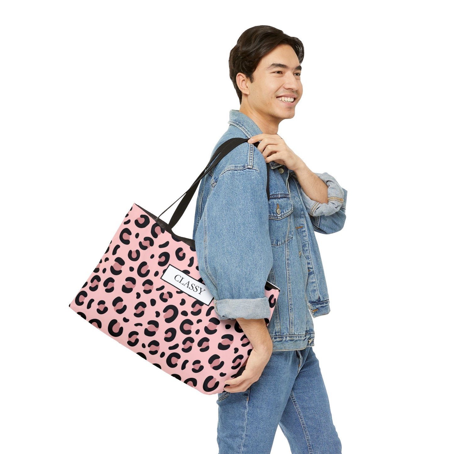 Classy Pink Leopard Weekender Tote Bag — Stylish Animal Print Travel Tote