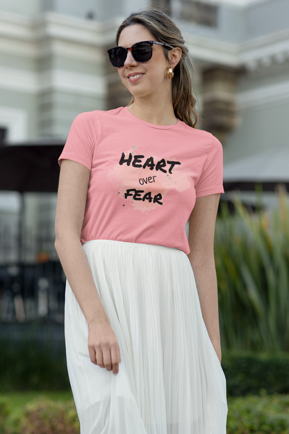 Heart Over Fear T‑Shirt — Inspirational Pink Watercolor Graphic Tee